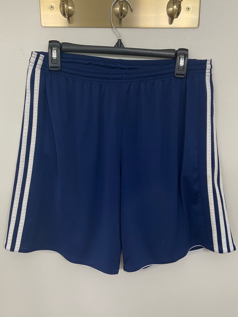 adidas Navy Blue Athletic Shorts with White Tag Accent